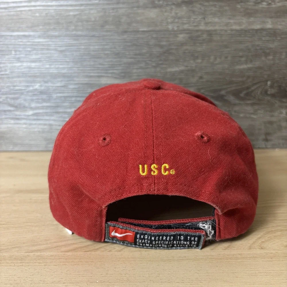 Vintage USC Trojans Hat Cap Strap Back Red Yellow NCAA Football Nike College
